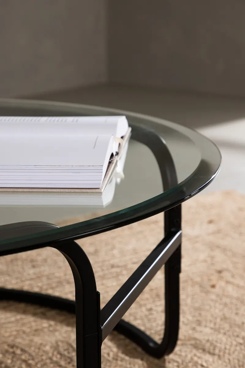 Lomma runder Couchtisch aus Glas, im Wohnraum, Ansicht 4