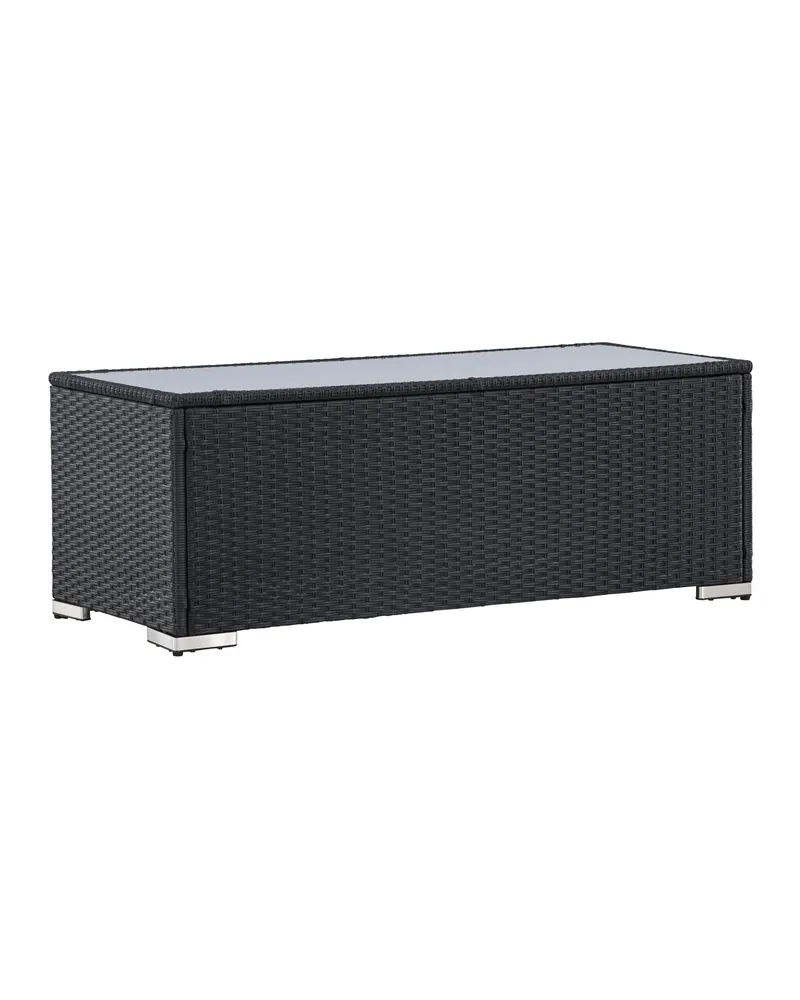 London Outdoor-Beistelltisch aus Geflecht mit Glasplatte, Ansicht 9