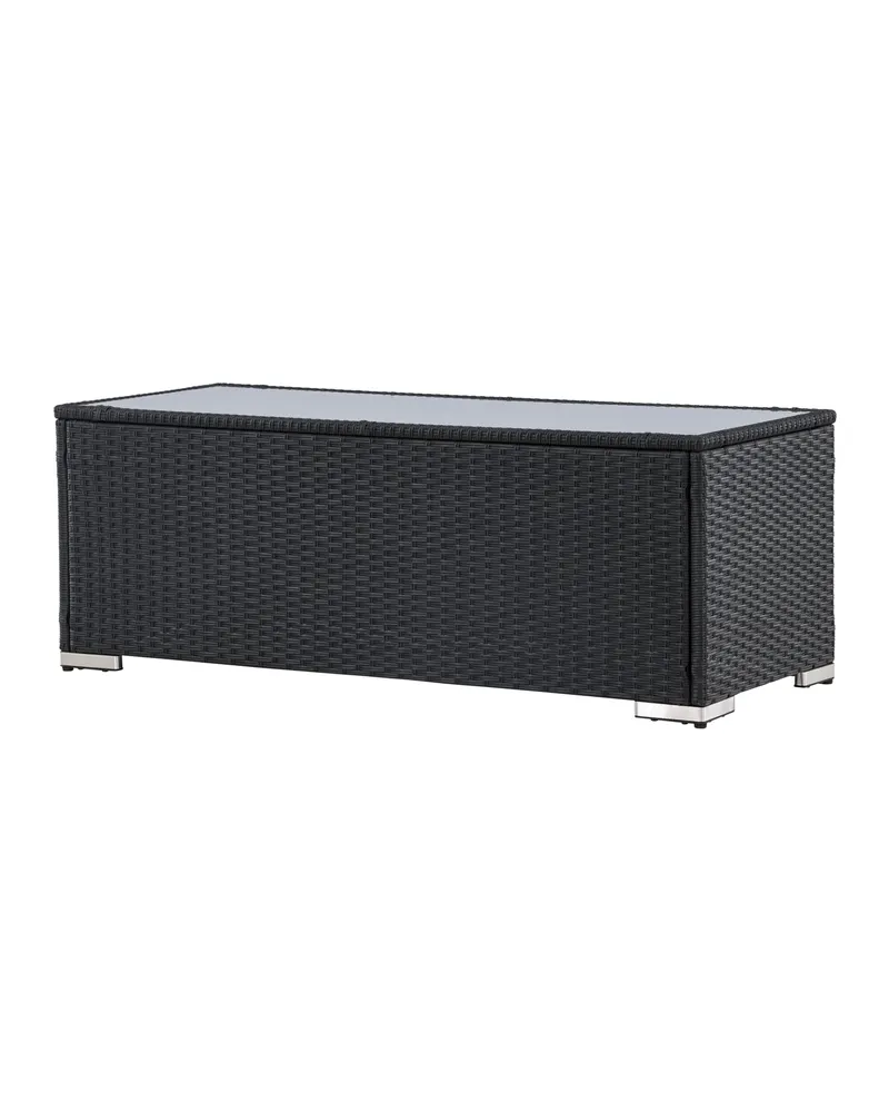 London Outdoor-Beistelltisch aus Geflecht mit Glasplatte, Ansicht 11