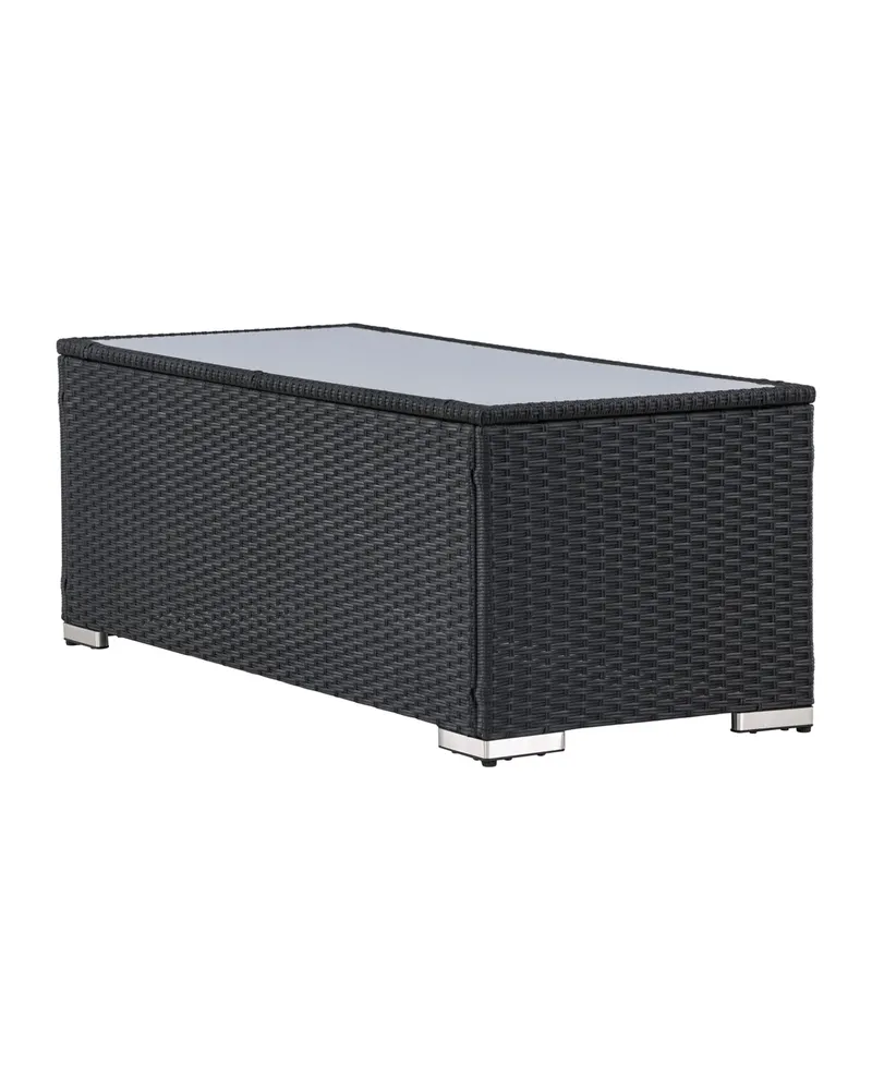 London Outdoor-Beistelltisch aus Geflecht mit Glasplatte, Ansicht 12