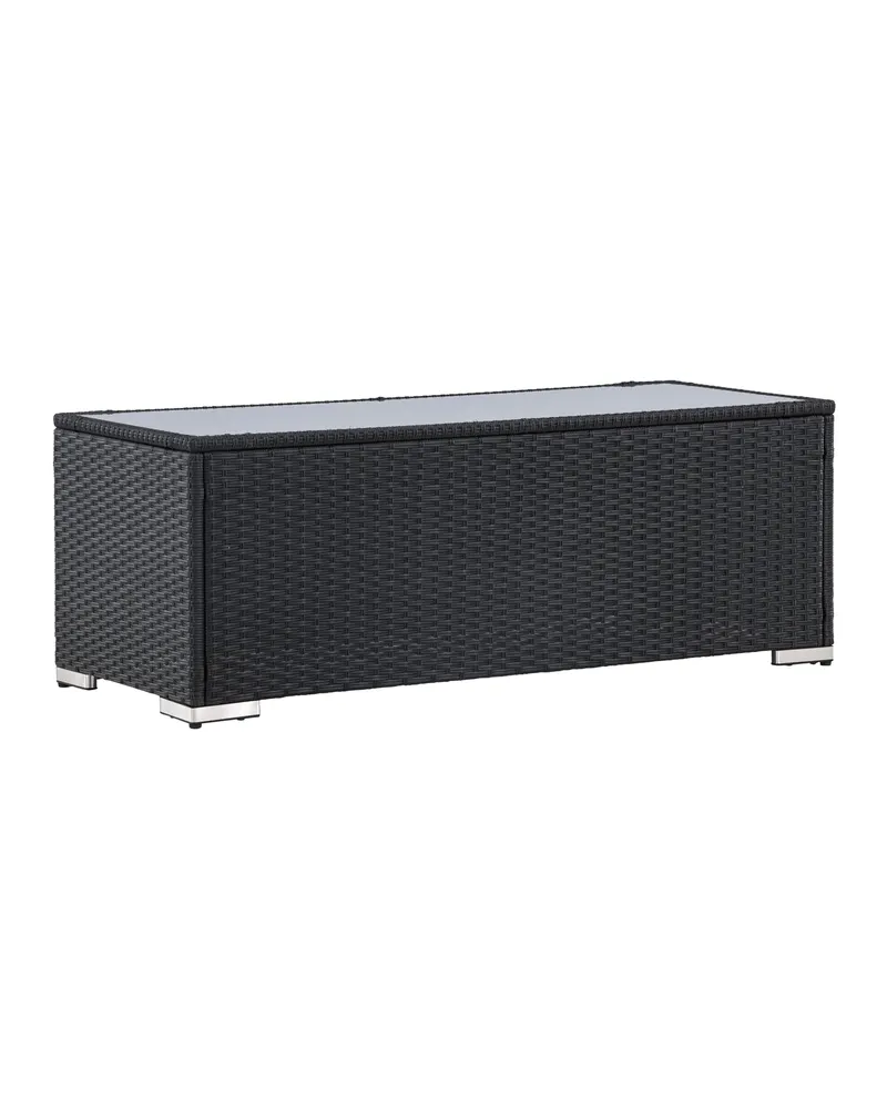London Outdoor-Beistelltisch aus Geflecht mit Glasplatte, Ansicht 2