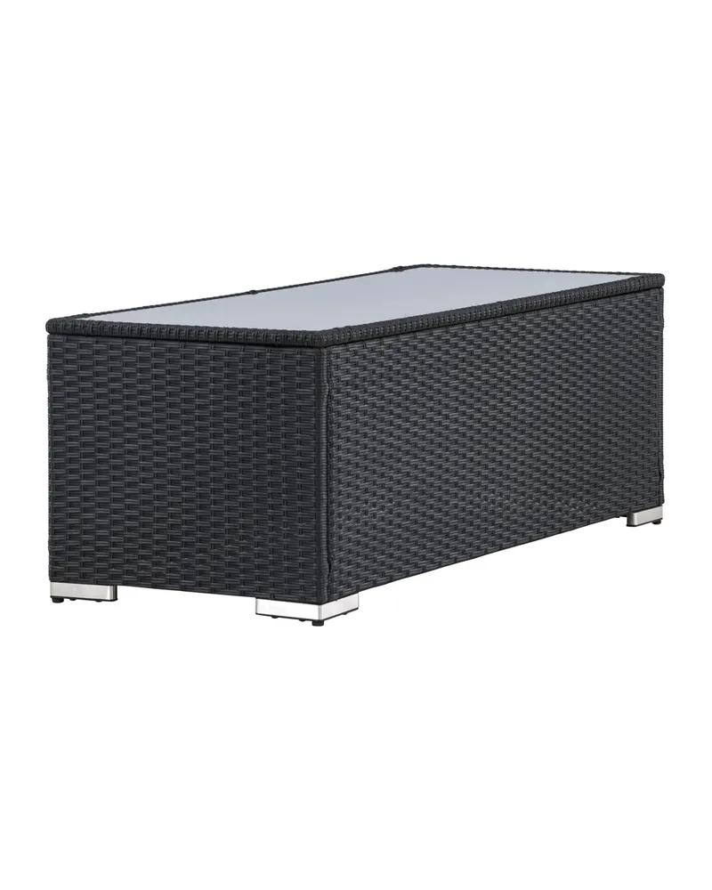 London Outdoor-Beistelltisch aus Geflecht mit Glasplatte, Ansicht 3