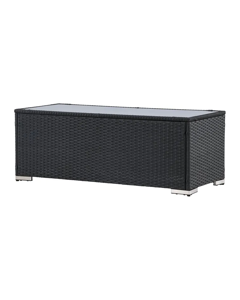 London Outdoor-Beistelltisch aus Geflecht mit Glasplatte, Ansicht 5