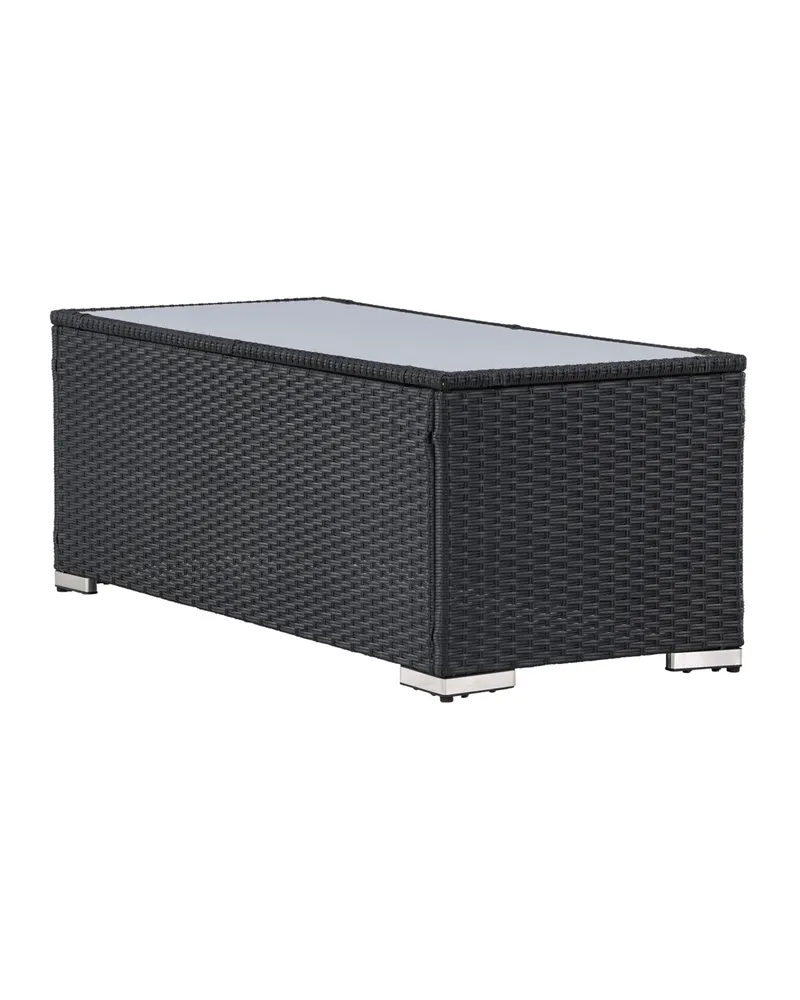 London Outdoor-Beistelltisch aus Geflecht mit Glasplatte, Ansicht 6