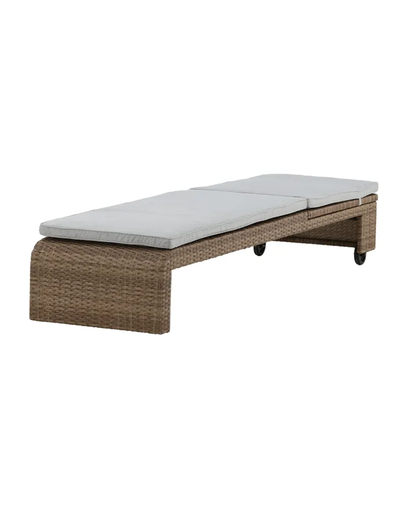 London Sonnenliege aus Geflecht mit Auflage in Beige, Gestell Natur, Ansicht 1