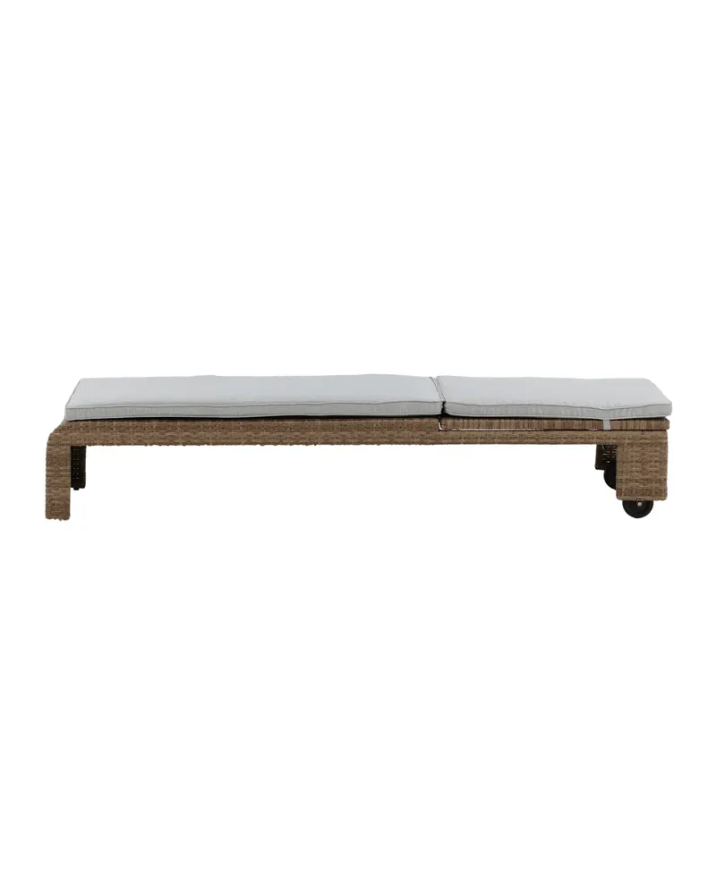 London Sonnenliege aus Geflecht mit Auflage in Beige, Gestell Natur, Ansicht 7