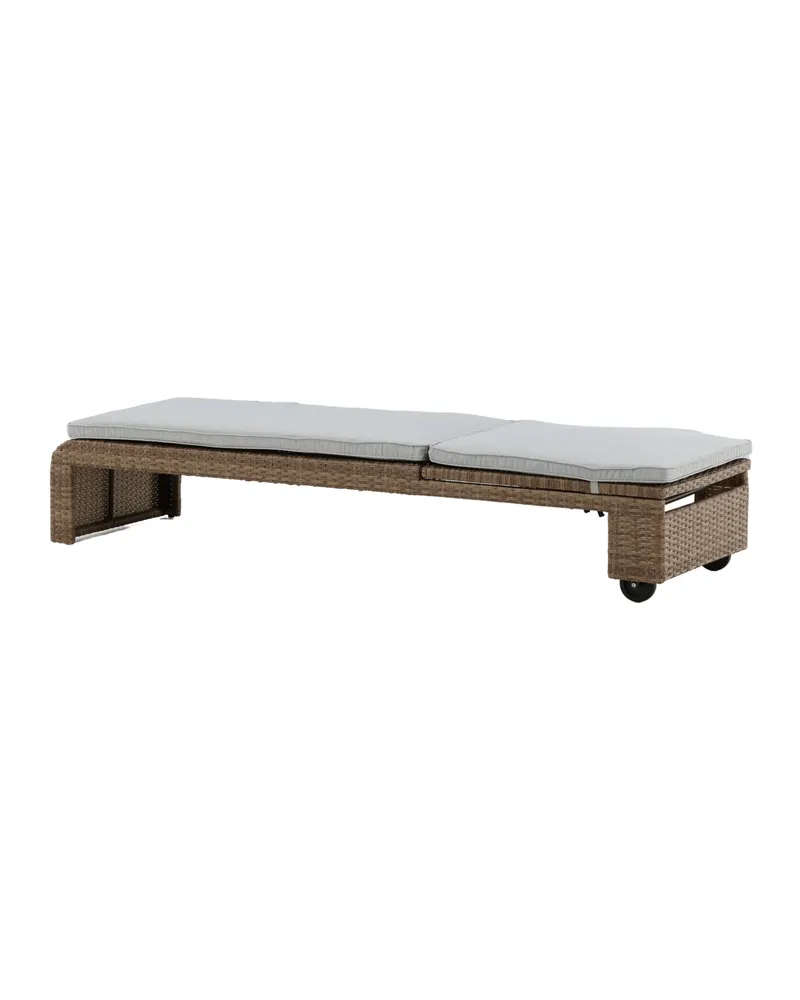 London Sonnenliege aus Geflecht mit Auflage in Beige, Gestell Natur, Ansicht 8