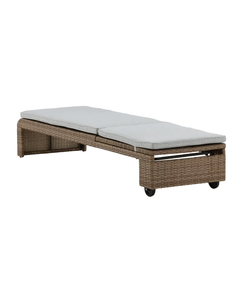 London Sonnenliege aus Geflecht mit Auflage in Beige, Gestell Natur, Ansicht 9