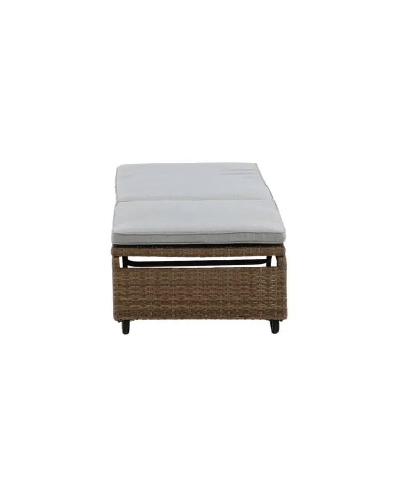 London Sonnenliege aus Geflecht mit Auflage in Beige, Gestell Natur, Ansicht 10