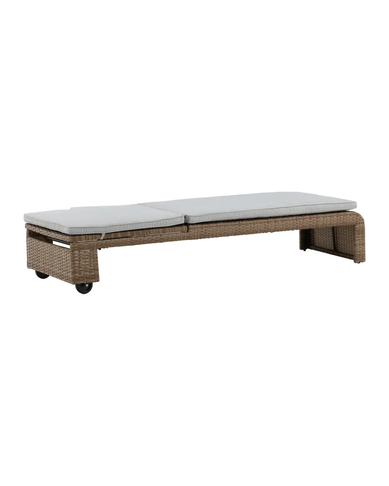 London Sonnenliege aus Geflecht mit Auflage in Beige, Gestell Natur, Ansicht 11