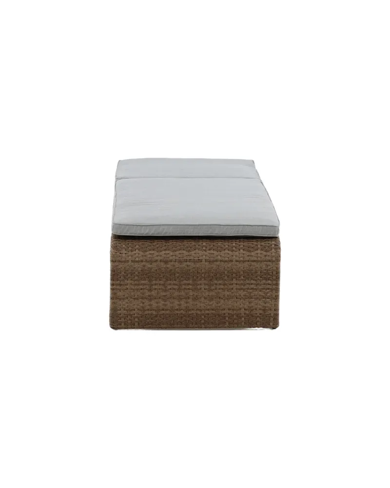 London Sonnenliege aus Geflecht mit Auflage in Beige, Gestell Natur, Ansicht 12