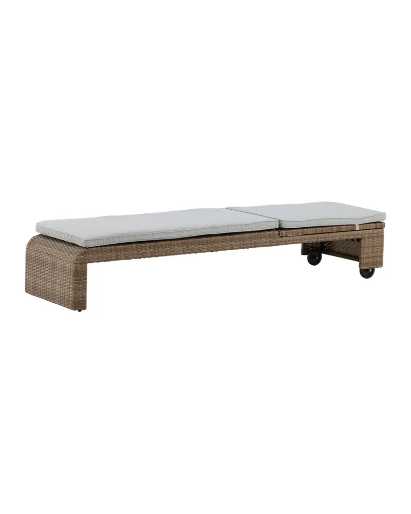 London Sonnenliege aus Geflecht mit Auflage in Beige, Gestell Natur, Ansicht 13