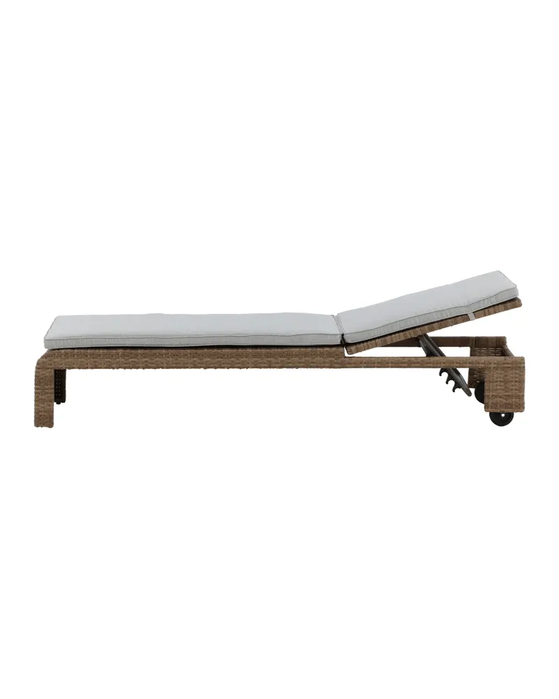 London Sonnenliege aus Geflecht mit Auflage in Beige, Gestell Natur, Ansicht 14