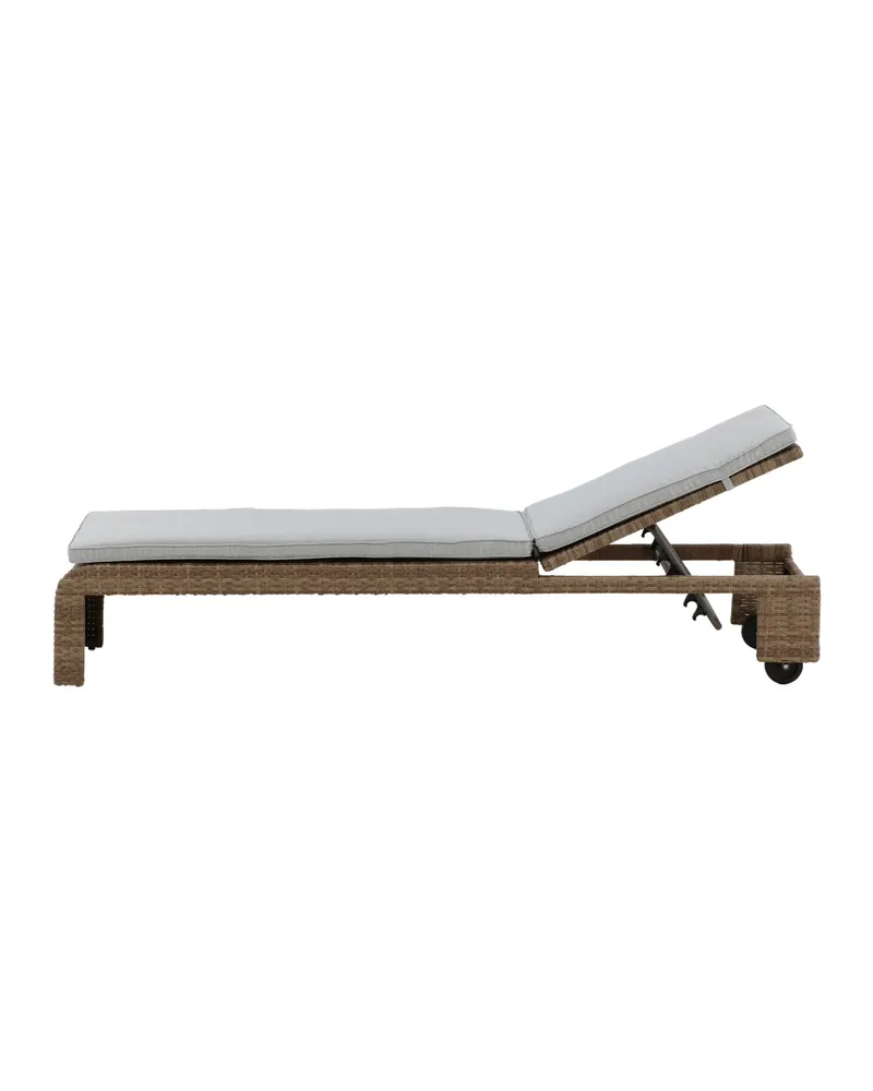 London Sonnenliege aus Geflecht mit Auflage in Beige, Gestell Natur, Ansicht 15