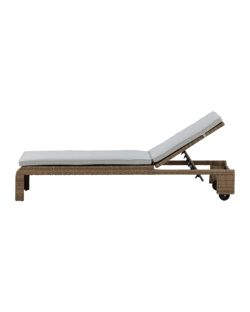 London Sonnenliege aus Geflecht mit Auflage in Beige, Gestell Natur, Ansicht 16