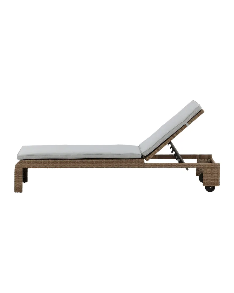 London Sonnenliege aus Geflecht mit Auflage in Beige, Gestell Natur, Ansicht 17