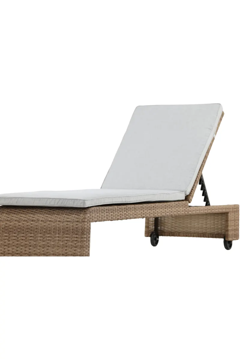 London Sonnenliege aus Geflecht mit Auflage in Beige, Gestell Natur, Ansicht 18