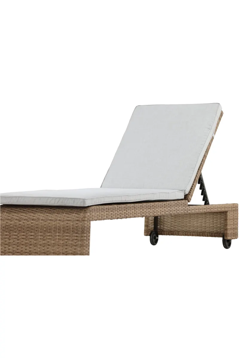 London Sonnenliege aus Geflecht mit Auflage in Beige, Gestell Natur, Ansicht 19