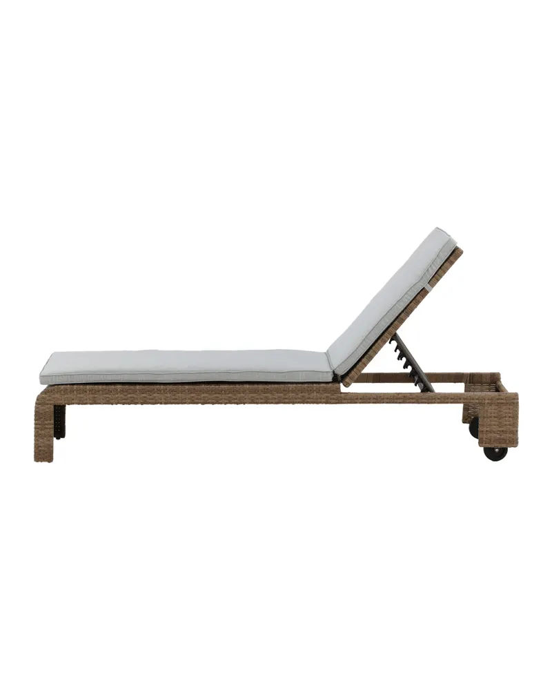 London Sonnenliege aus Geflecht mit Auflage in Beige, Gestell Natur, Ansicht 3