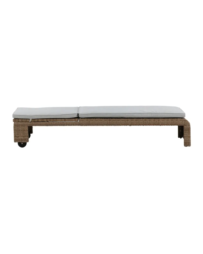 London Sonnenliege aus Geflecht mit Auflage in Beige, Gestell Natur, Ansicht 4