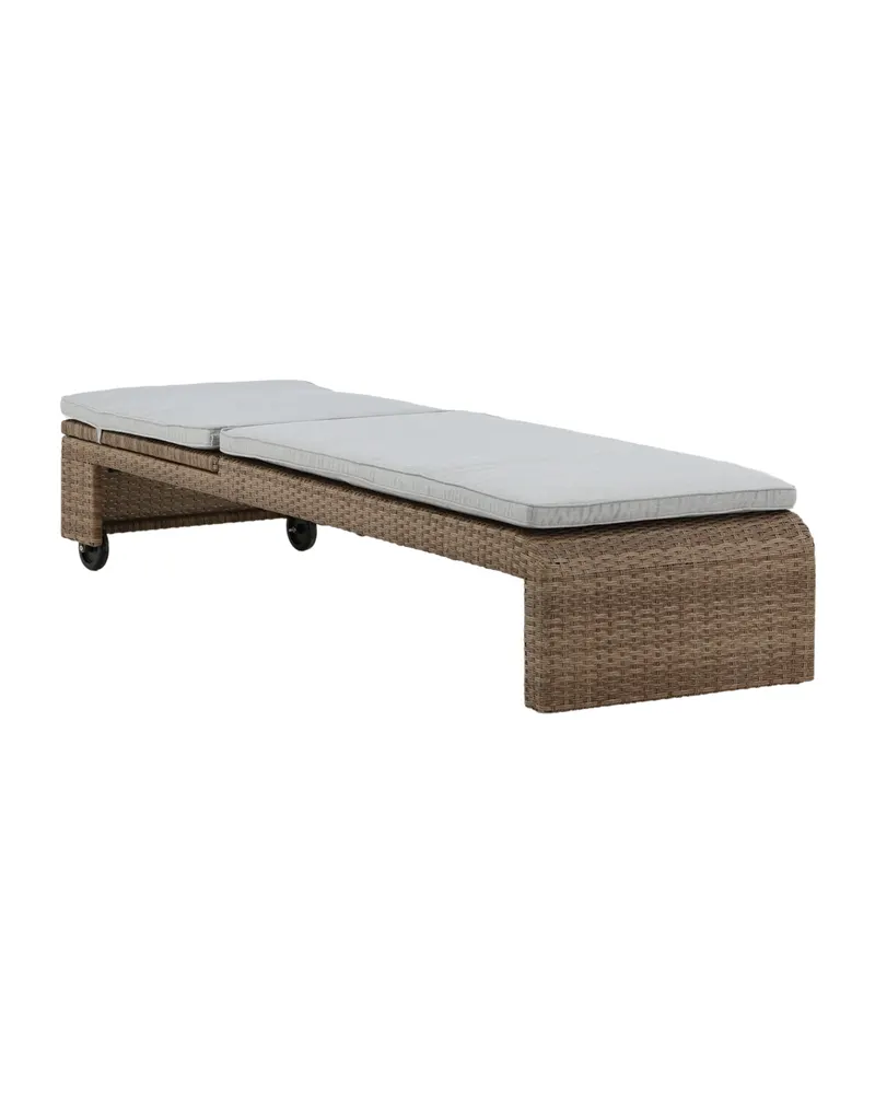 London Sonnenliege aus Geflecht mit Auflage in Beige, Gestell Natur, Ansicht 5