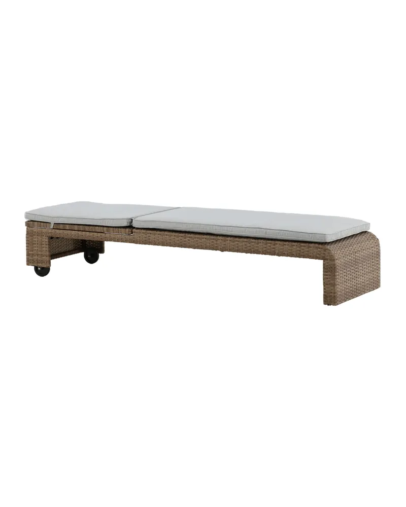 London Sonnenliege aus Geflecht mit Auflage in Beige, Gestell Natur, Ansicht 6