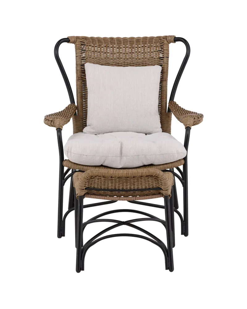 Loreto Outdoor-Loungesessel mit Hocker und Kunstrattan