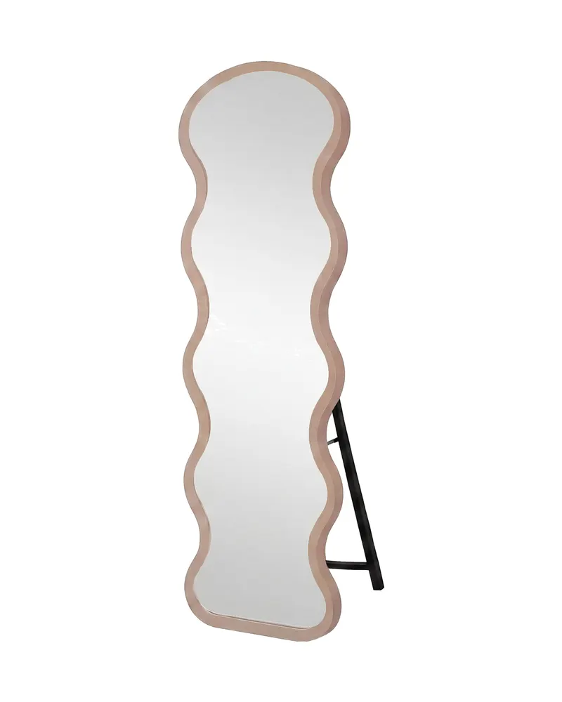 Loui schmaler Ganzkörperspiegel mit Wellenrahmen in Beige