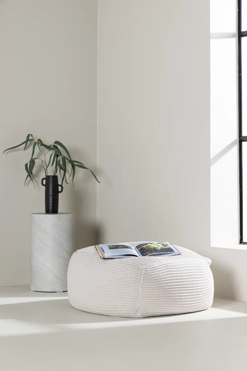 Luca weicher Pouf mit Muster, im Wohnraum, Ansicht 1
