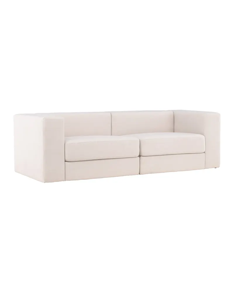 Lumi 3-Sitzer Sofa in Kastenform in Weiß, Gestell Schwarz, Ansicht 12