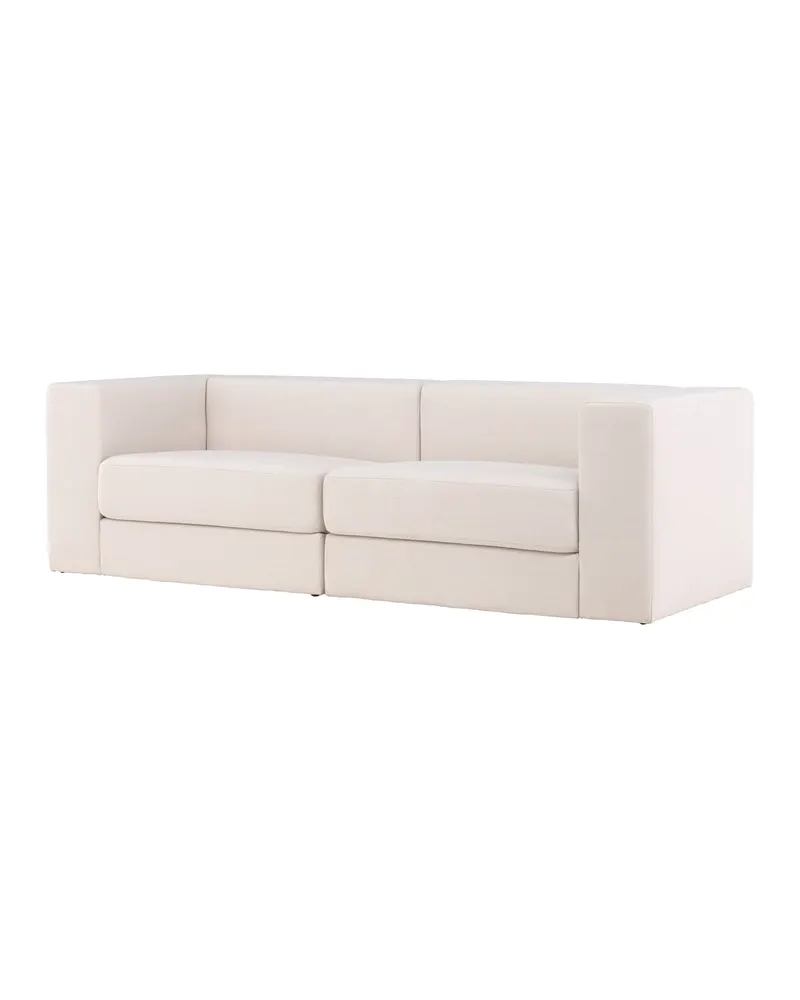 Lumi 3-Sitzer Sofa in Kastenform in Weiß, Gestell Schwarz, Ansicht 4