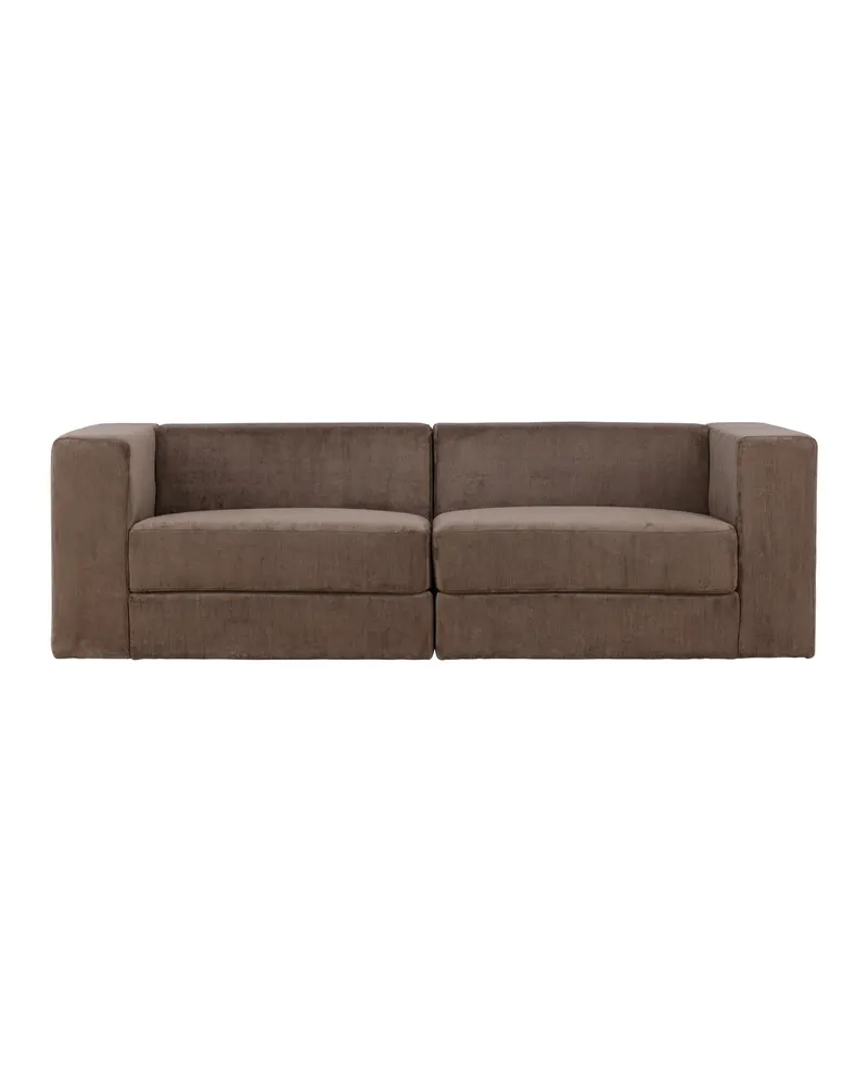 Lumi 3-Sitzer Sofa in Kastenform in Braun, Gestell Schwarz, Ansicht 1
