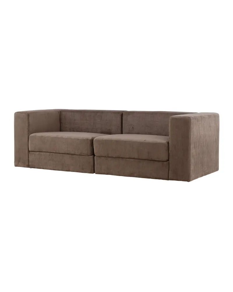 Lumi 3-Sitzer Sofa in Kastenform in Braun, Gestell Schwarz, Ansicht 4