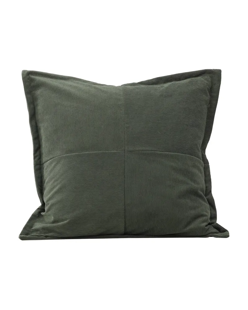 Lykke Kissenbezug aus Manchesterstoff in 50 × 50 cm, Dunkelgrün, Ansicht 1