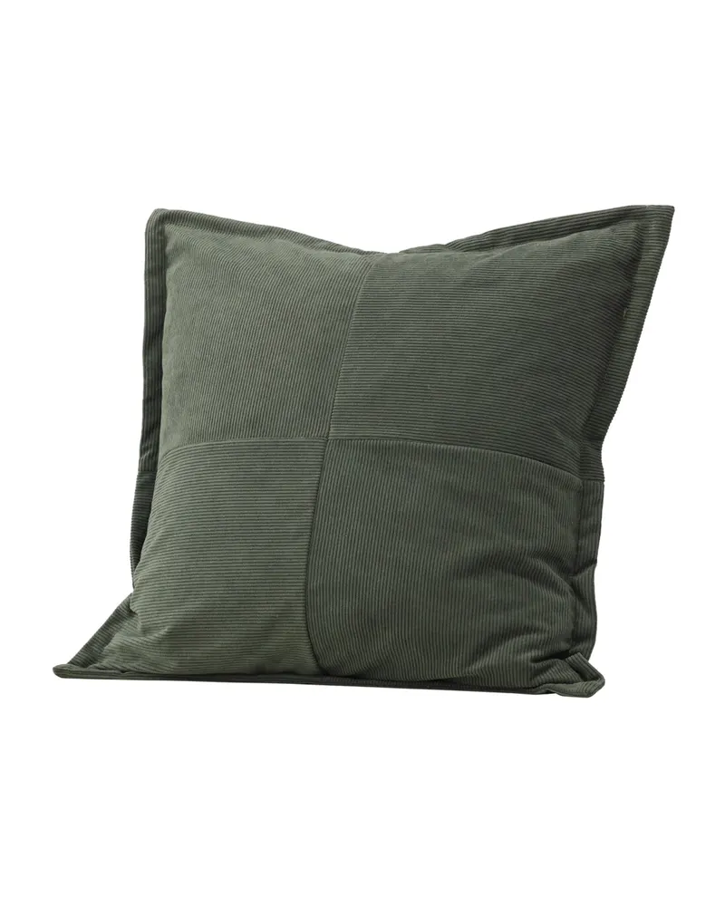 Lykke Kissenbezug aus Manchesterstoff in 50 × 50 cm, Dunkelgrün, Ansicht 2