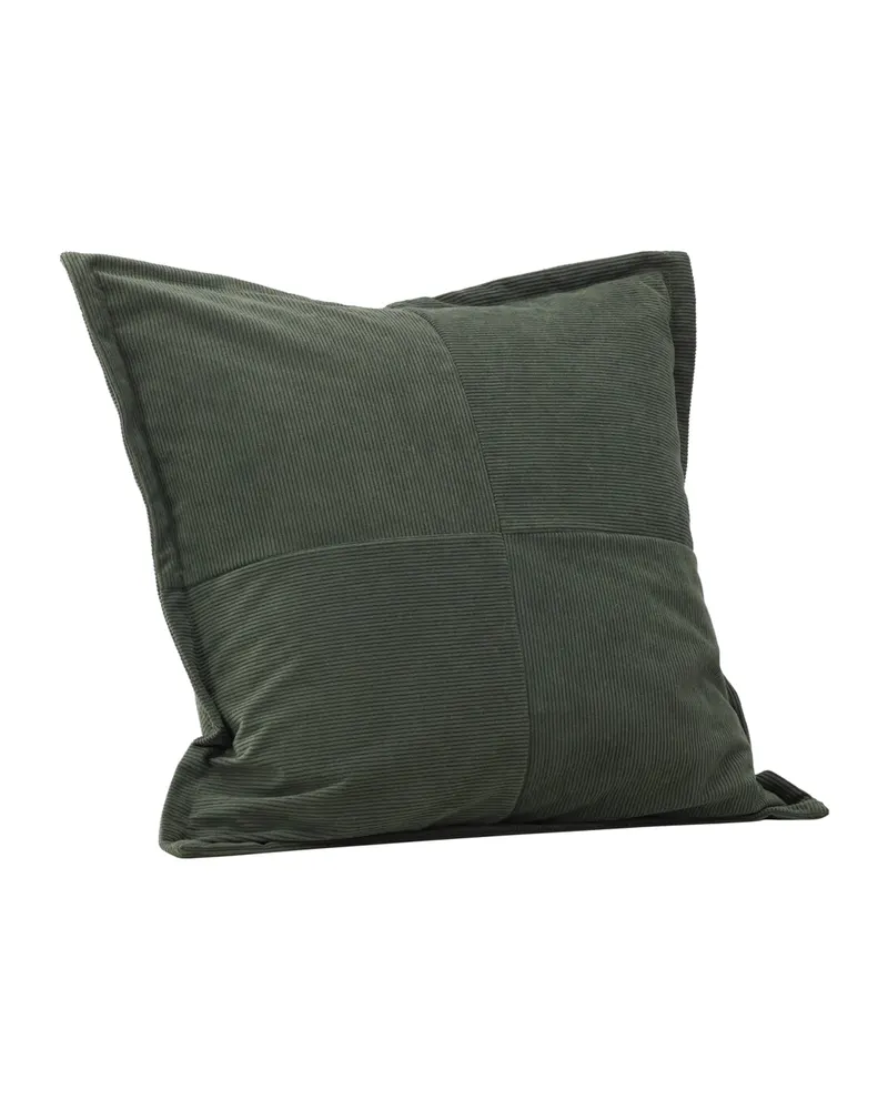 Lykke Kissenbezug aus Manchesterstoff in 50 × 50 cm, Dunkelgrün, Ansicht 4