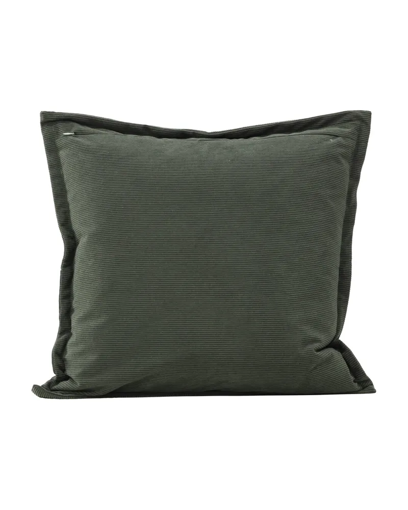 Lykke Kissenbezug aus Manchesterstoff in 50 × 50 cm, Dunkelgrün, Ansicht 5