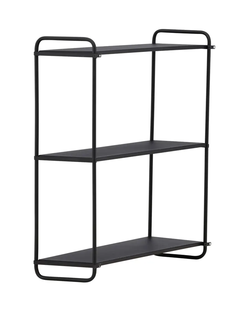Lyon Wandregal aus Eisen mit drei Ebenen in 18 × 63 × 62 cm, Schwarz, Ansicht 6