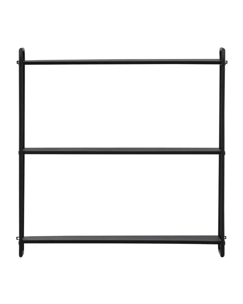 Lyon Wandregal aus Eisen mit drei Ebenen in 18 × 63 × 62 cm, Schwarz, Ansicht 2