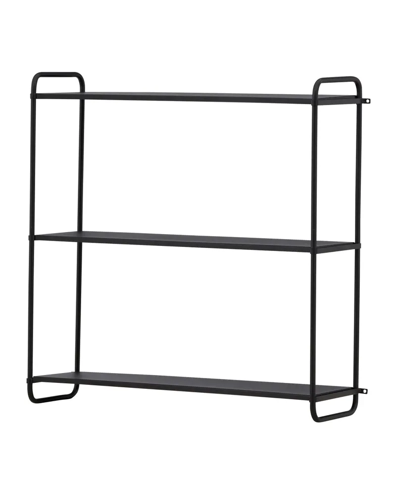 Lyon Wandregal aus Eisen mit drei Ebenen in 18 × 63 × 62 cm, Schwarz, Ansicht 3
