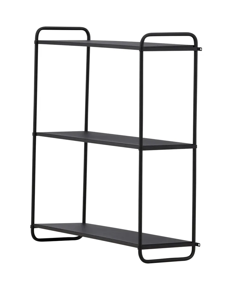Lyon Wandregal aus Eisen mit drei Ebenen in 18 × 63 × 62 cm, Schwarz, Ansicht 4