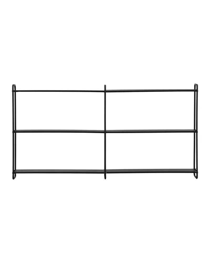 Lyon Wandregal aus Eisen mit drei Ebenen in 18 × 63 × 122 cm, Schwarz, Ansicht 1