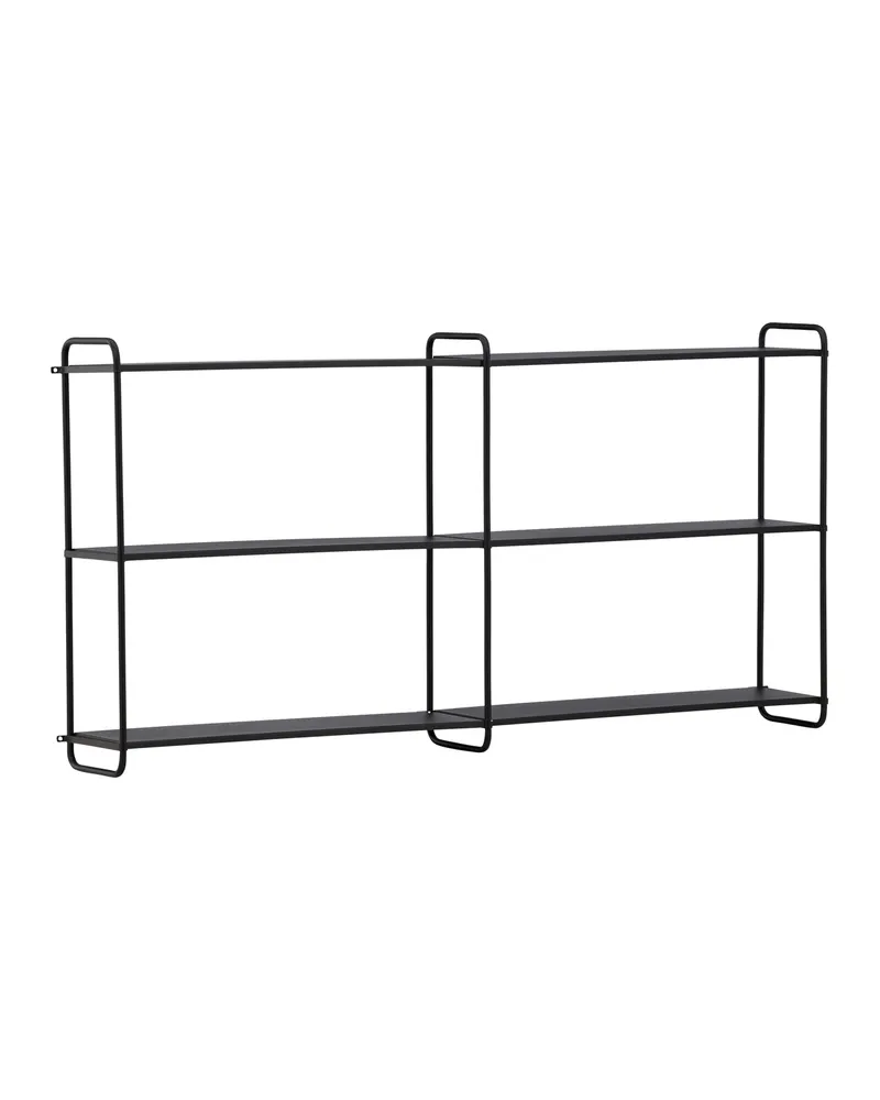 Lyon Wandregal aus Eisen mit drei Ebenen in 18 × 63 × 122 cm, Schwarz, Ansicht 2