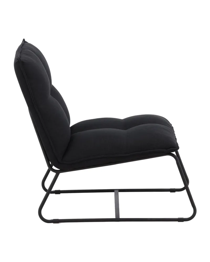 Madison Sessel ohne Armlehnen auf Kufengestell in Schwarz, Polyester in Leinenoptik, Ansicht 3