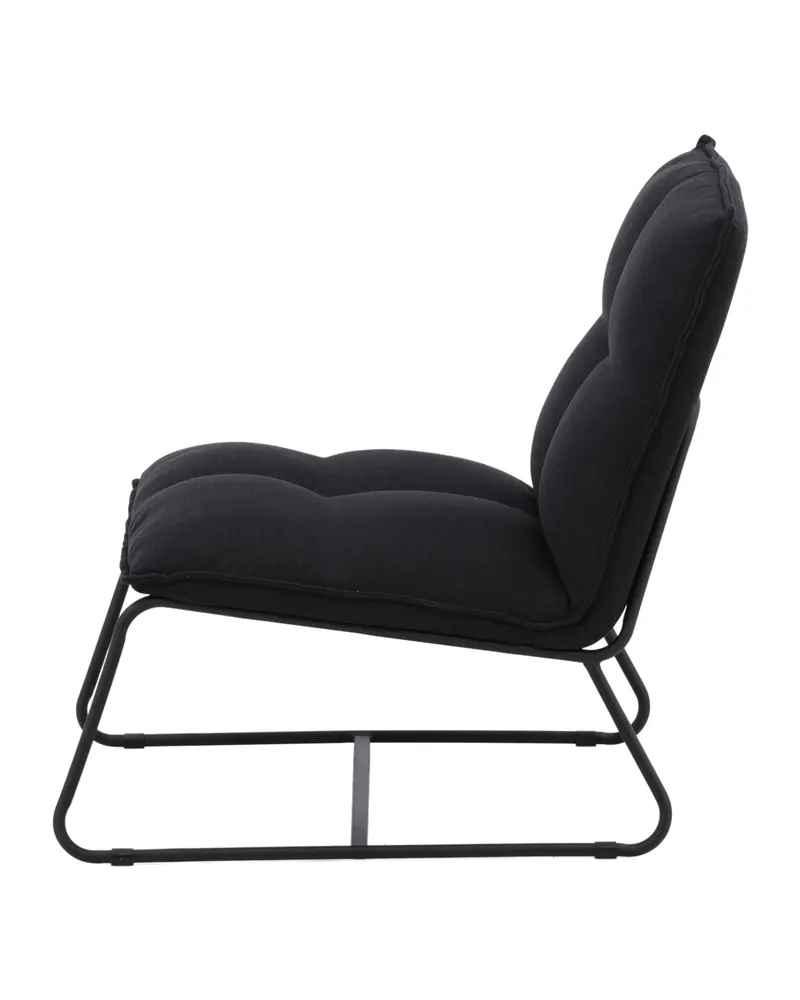 Madison Sessel ohne Armlehnen auf Kufengestell in Schwarz, Polyester in Leinenoptik, Ansicht 7