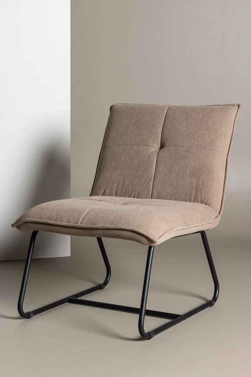 Madison Sessel ohne Armlehnen auf Kufengestell in Braun, Gestell Schwarz, Polyester, im Wohnraum, Ansicht 2