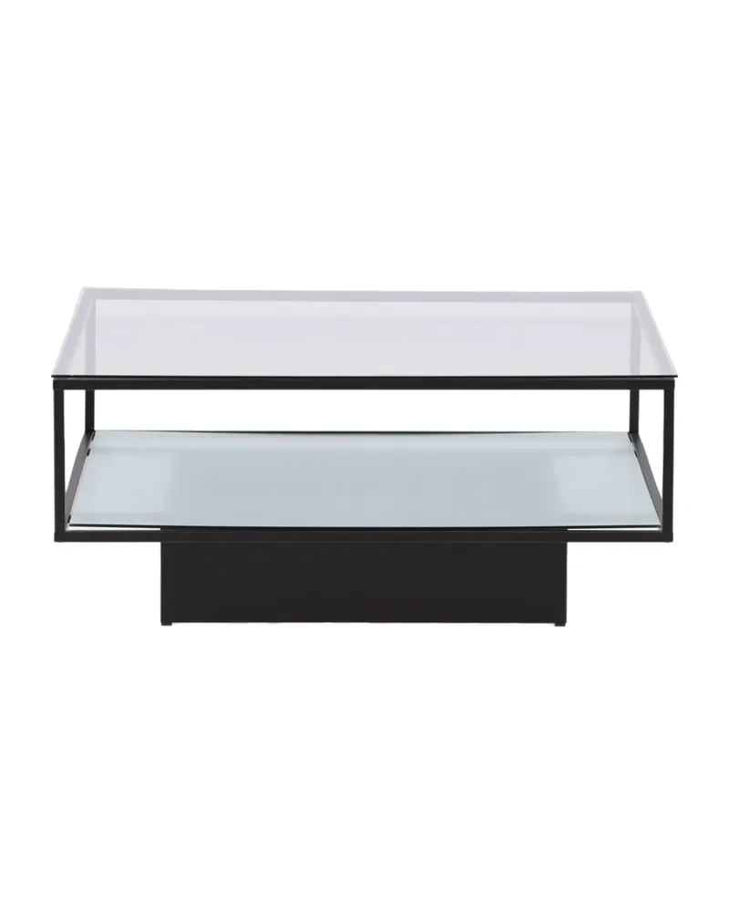 Maglehem Couchtisch aus Glas mit Ablage im Stahlrahmen, Transparent, Gestell Schwarz