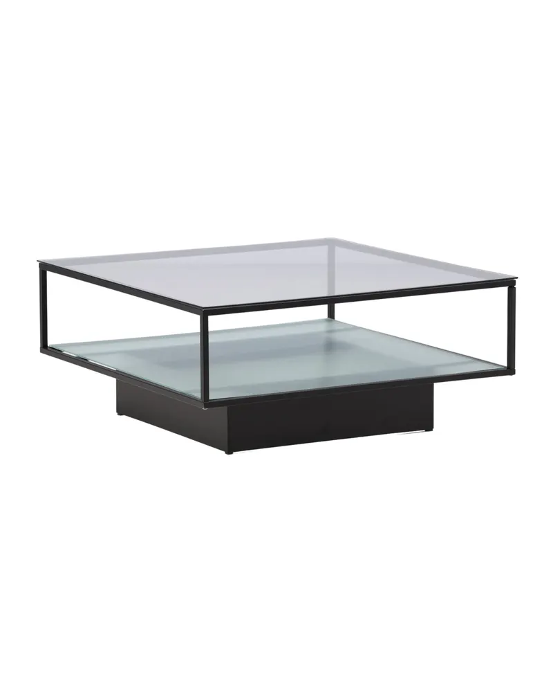 Maglehem Couchtisch aus Glas mit Ablage in 90 × 90 cm, Transparent, Gestell Schwarz, Ansicht 7