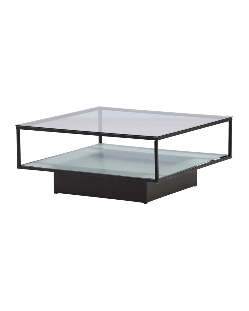 Maglehem Couchtisch aus Glas mit Ablage in 90 × 90 cm, Transparent, Gestell Schwarz, Ansicht 9