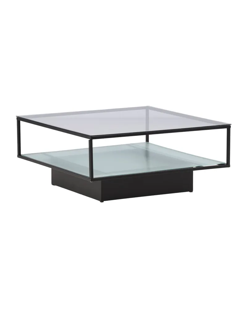 Maglehem Couchtisch aus Glas mit Ablage in 90 × 90 cm, Transparent, Gestell Schwarz, Ansicht 10